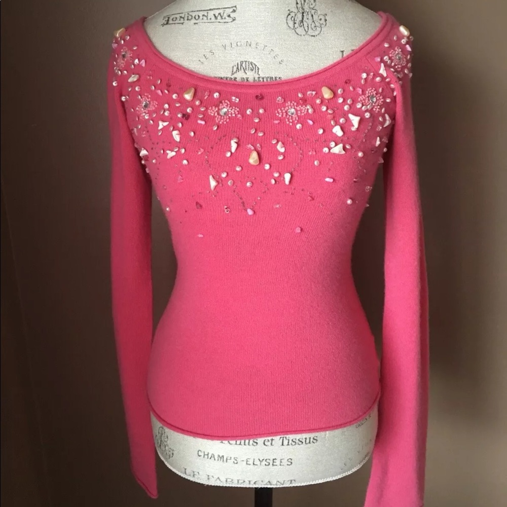Bebe Cashmere Top Pink Sweater Camila blouse S